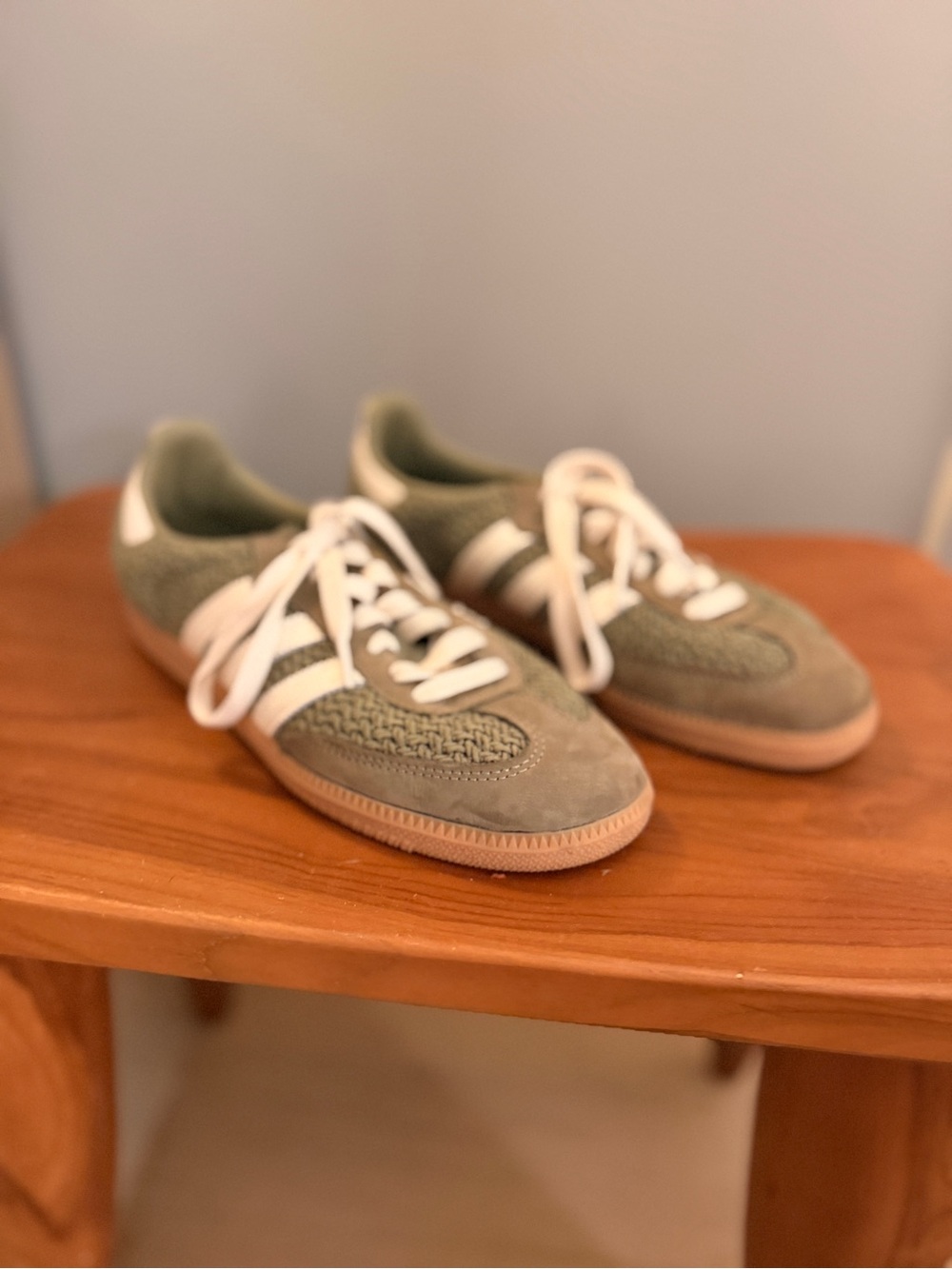 adidas Olive Green and White Women's Casual Sneakers